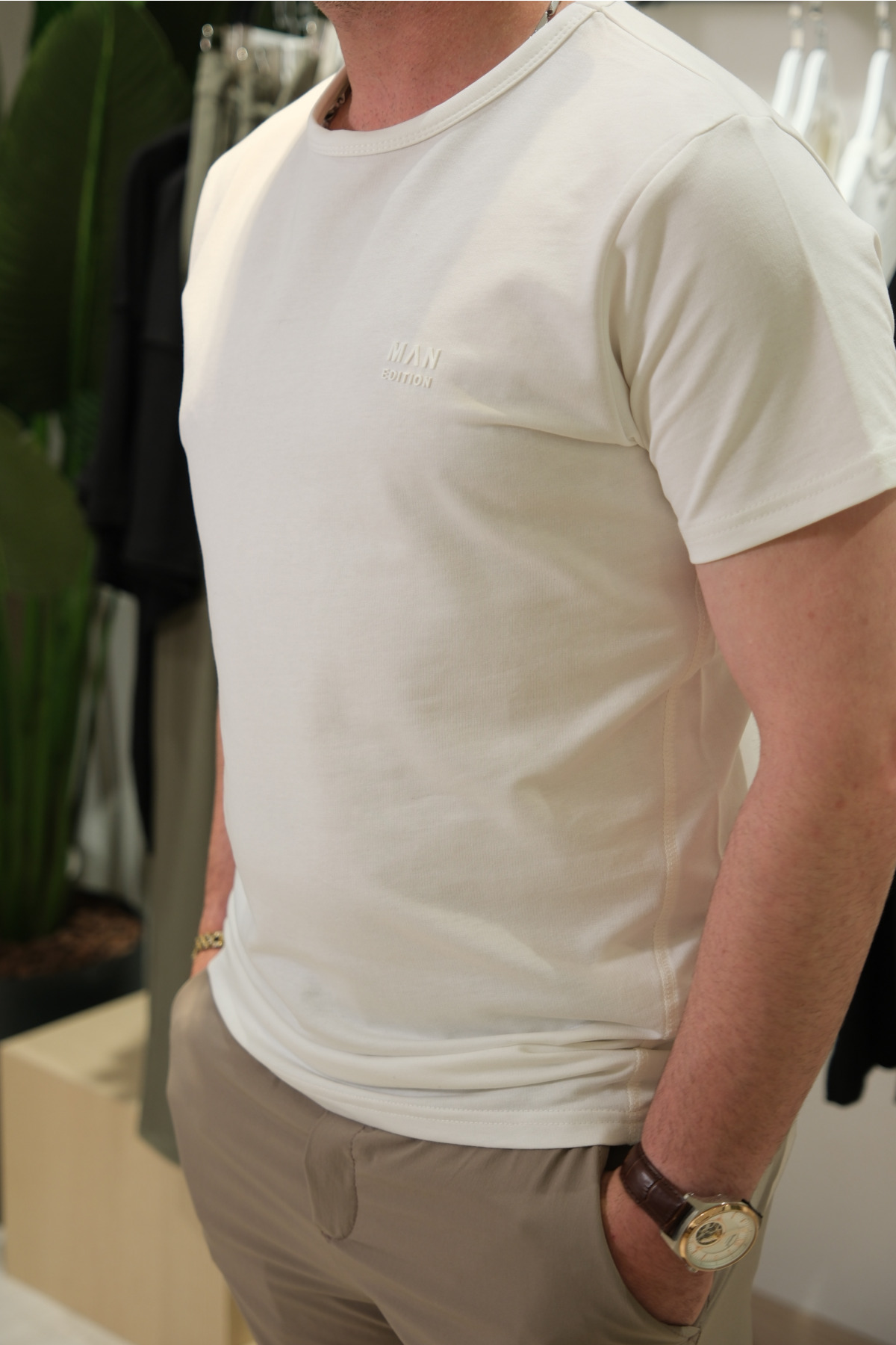 GOFRE BASKILI T-SHIRT EKRU
