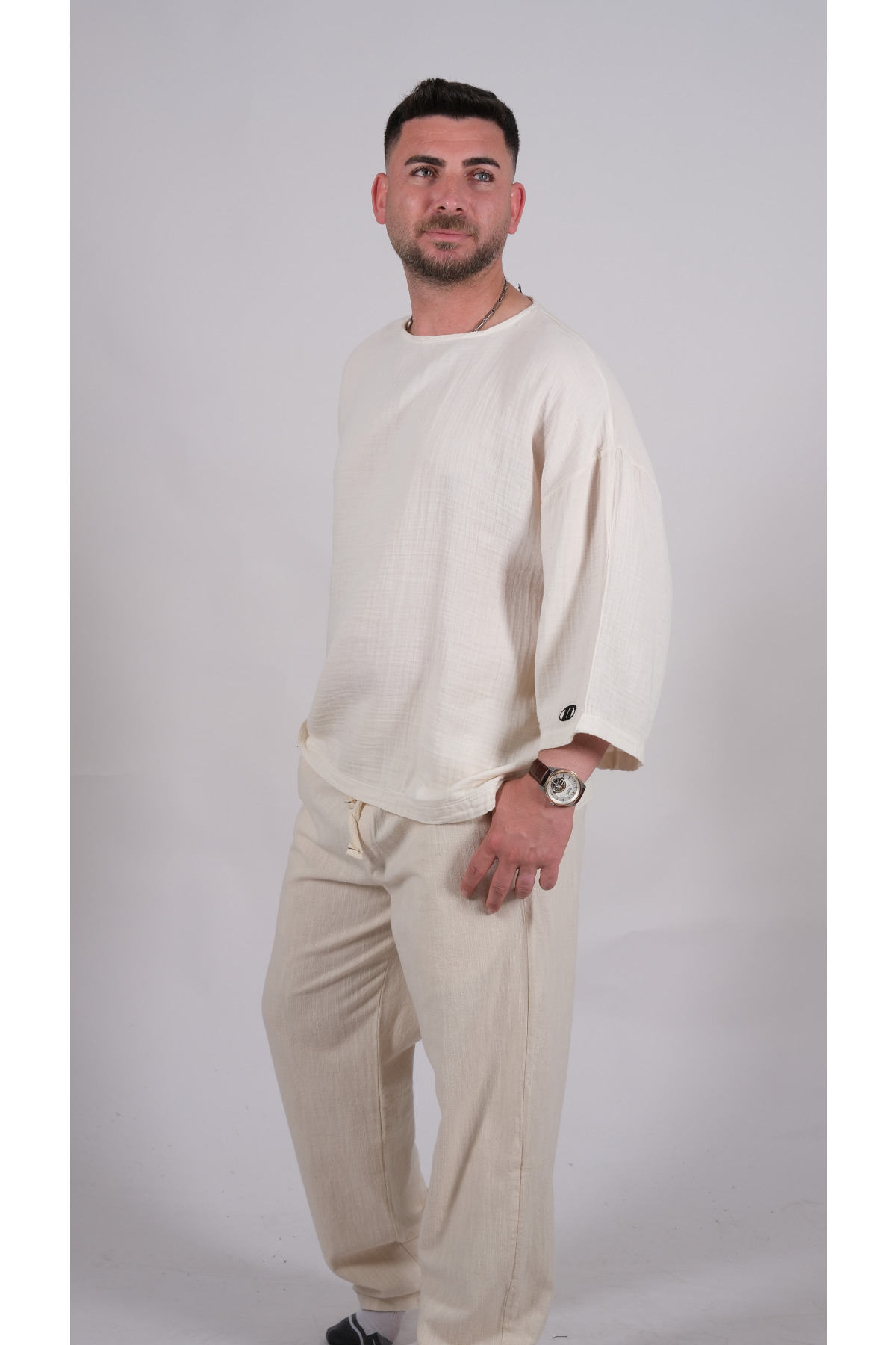 5206 NAKIŞLI BEJ PANTOLON