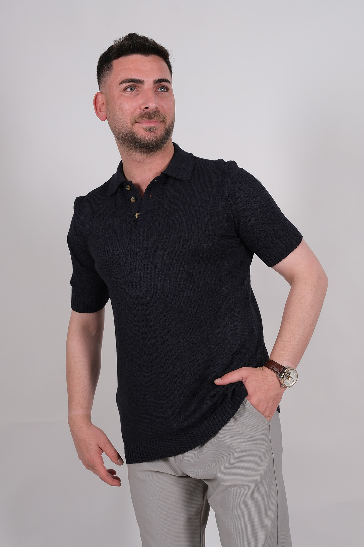 2517 TRİKO SİYAH TİŞÖRT 