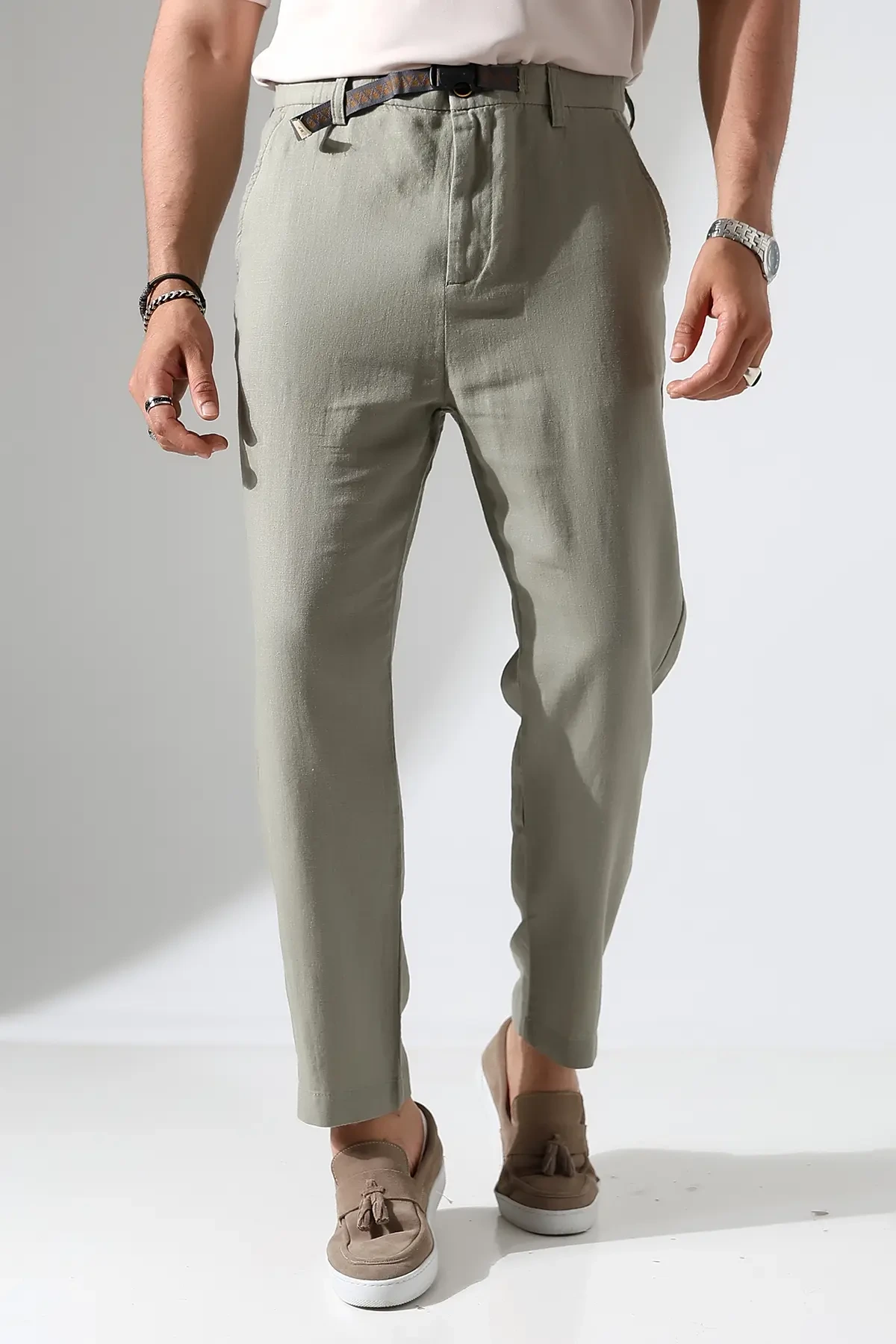 595 LINEN PANTOLON HAKİ