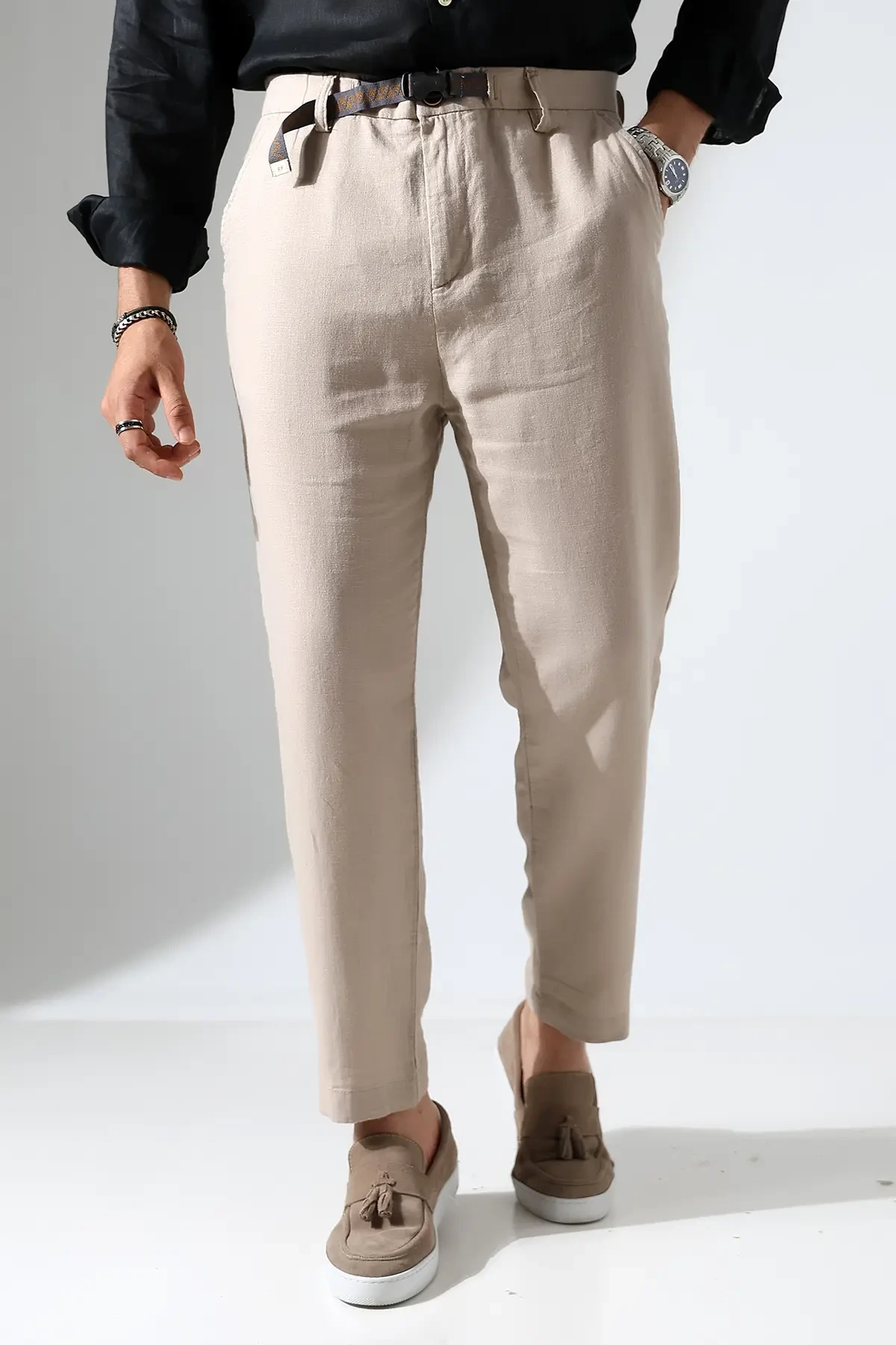 595 LINEN PANTOLON BEJ