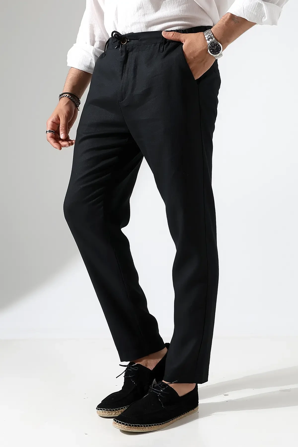 595 LINEN PANTOLON SİYAH