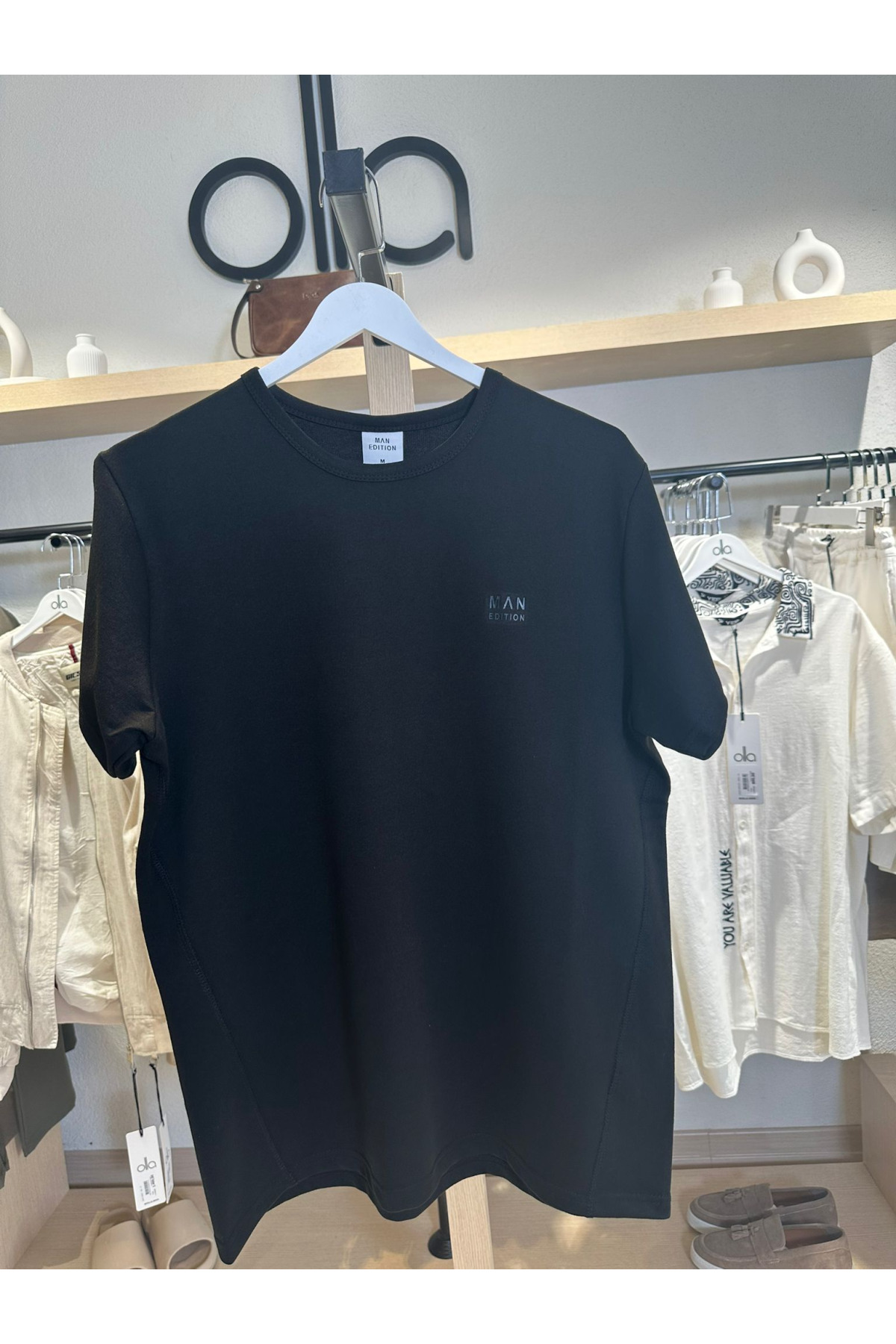 GOFRE BASKILI T-SHIRT SIYAH