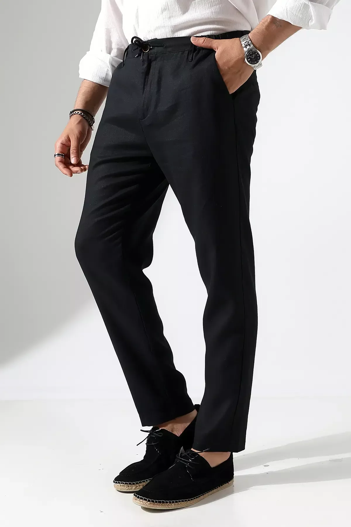 595 LINEN PANTOLON SİYAH